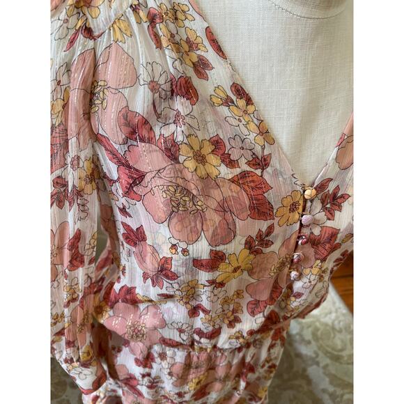 Veronica Beard Silk Long Sleeve Mini Dress Pink Floral Print 6 - Picture 10 of 10